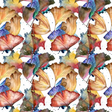 Ginkgo yaprağı deseni suluboya tarzında.