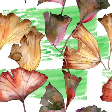 Ginkgo yaprağı deseni suluboya tarzında.