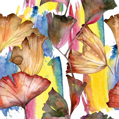 Ginkgo yaprağı deseni suluboya tarzında.