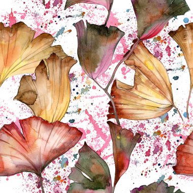 Ginkgo yaprağı deseni suluboya tarzında.