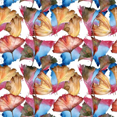 Ginkgo yaprağı deseni suluboya tarzında.