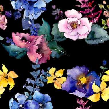 Buket çiçek deseni suluboya tarzında.