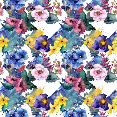 Buket çiçek deseni suluboya tarzında.