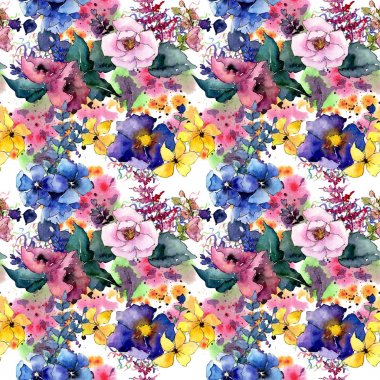 Buket çiçek deseni suluboya tarzında.