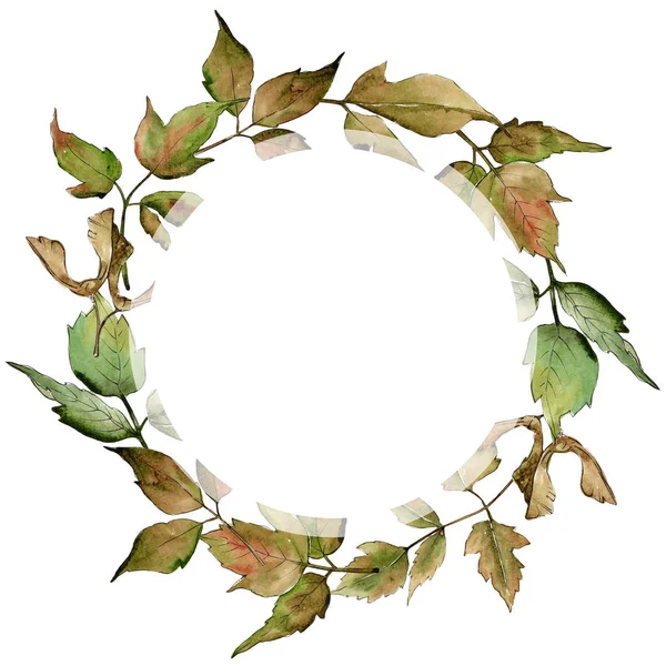 Maple leaves wreath in a watercolor style. — Stock Photo, Image