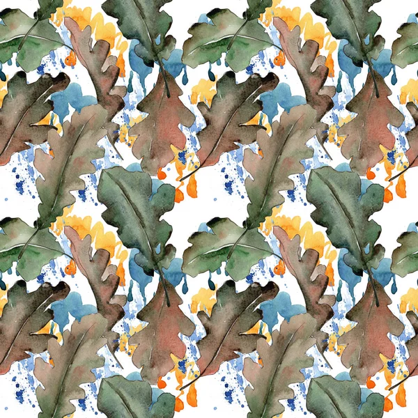 Oak leaves pattern in a watercolor style. — Stock Photo, Image