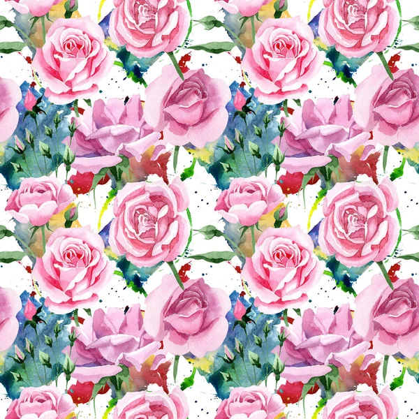 Wildblume rosa Tee rosa Blumenmuster im Aquarell-Stil. — Stockfoto