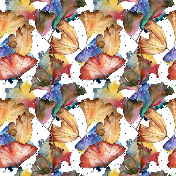 Візерунок листя Гінкго в стилі аквареллю. — стокове фото