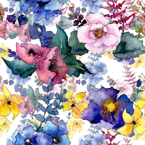 Bouquet motif de fleurs dans un style aquarelle . — Photo