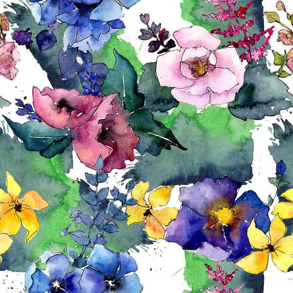 Bukett blommönster i akvarell stil. — Stockfoto