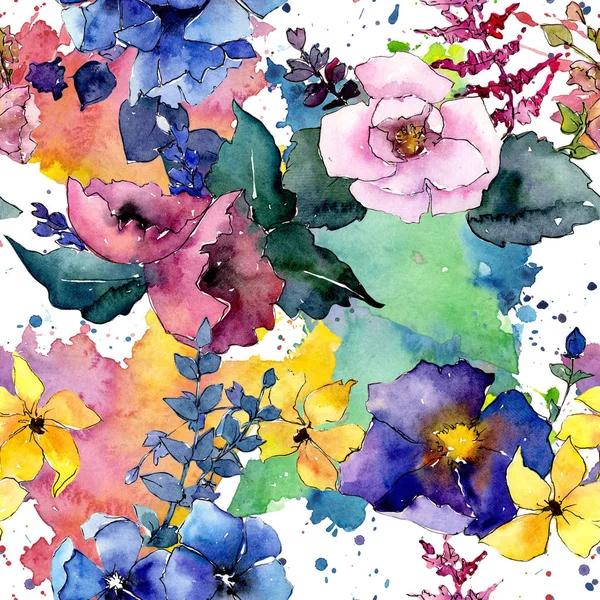 Bouquet motif de fleurs dans un style aquarelle . — Photo