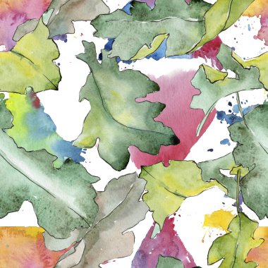 Meşe yaprağı deseni suluboya tarzında.