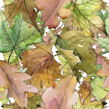 Meşe yaprağı deseni suluboya tarzında.
