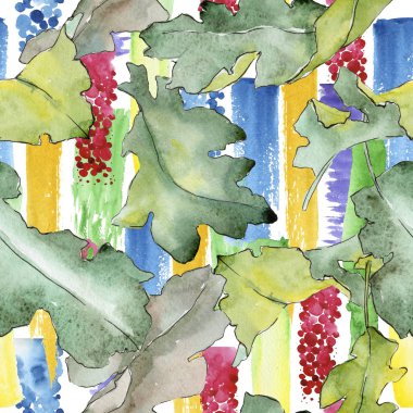 Meşe yaprağı deseni suluboya tarzında.