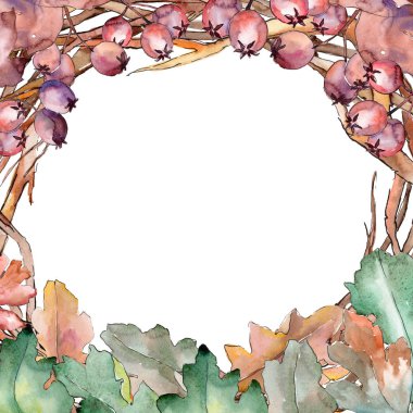 Meşe yaprağı çerçeve suluboya tarzında.