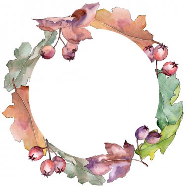 Meşe çelengi suluboya tarzında yaprakları..