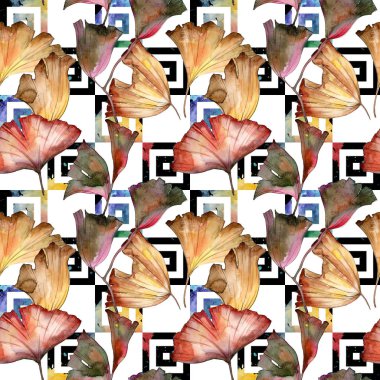 Ginkgo yaprağı deseni suluboya tarzında.