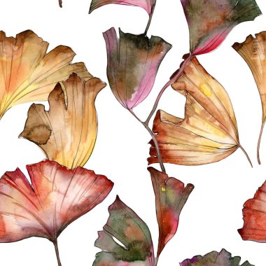 Ginkgo yaprağı deseni suluboya tarzında.