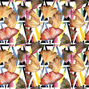 Ginkgo yaprağı deseni suluboya tarzında.