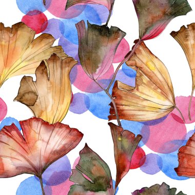 Ginkgo yaprağı deseni suluboya tarzında.