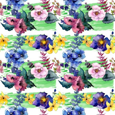 Buket çiçek deseni suluboya tarzında.