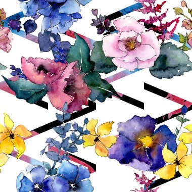 Buket çiçek deseni suluboya tarzında.