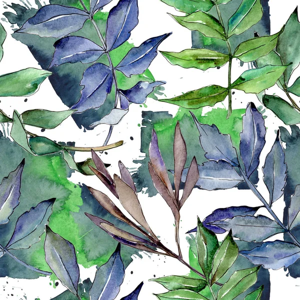 Modello di foglie di frassino in stile acquerello . — Foto Stock