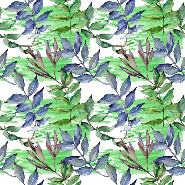 Ash leaves pattern in a watercolor style.