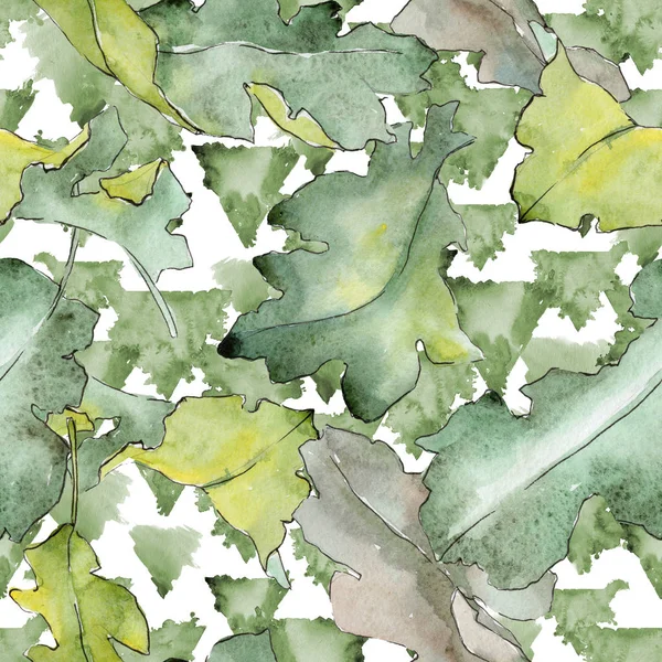 Eikenbladeren patroon in een aquarel stijl. — Stockfoto