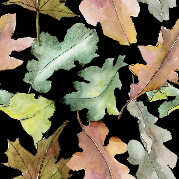 Modello di foglie di quercia in stile acquerello . — Foto Stock