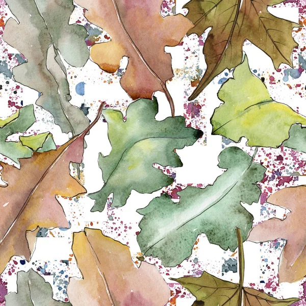 Візерунок листя дуба в акварельному стилі . — стокове фото