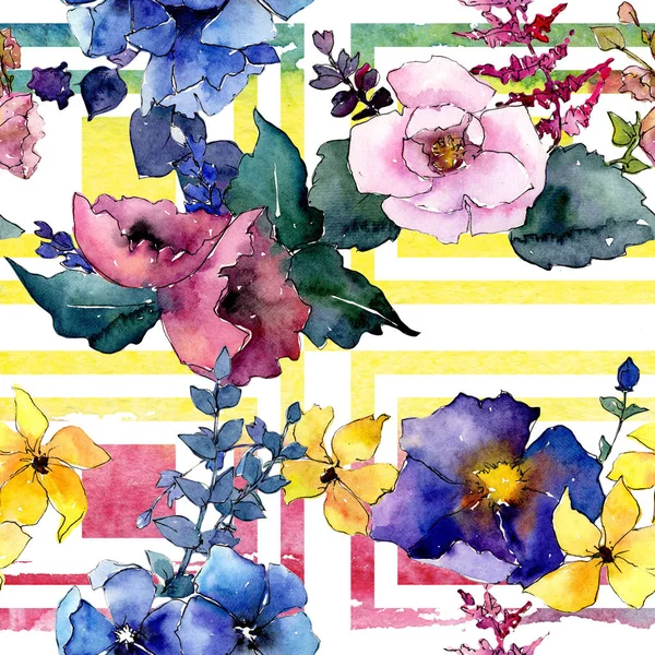 Bouquet flower pattern in a watercolor style. — Stock Photo, Image