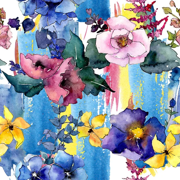 Bouquet motif de fleurs dans un style aquarelle . — Photo