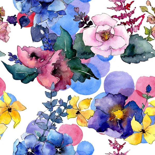 Bouquet motif de fleurs dans un style aquarelle . — Photo