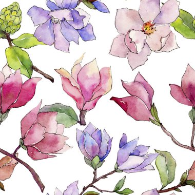 Kır çiçeği Manolya çiçek deseni suluboya tarzında.