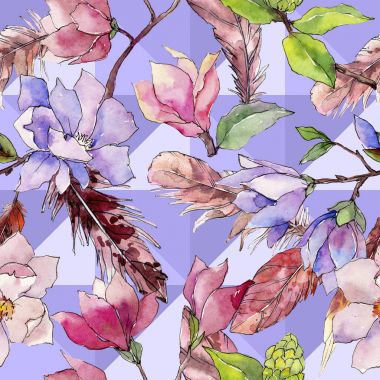 Kır çiçeği Manolya çiçek deseni suluboya tarzında.