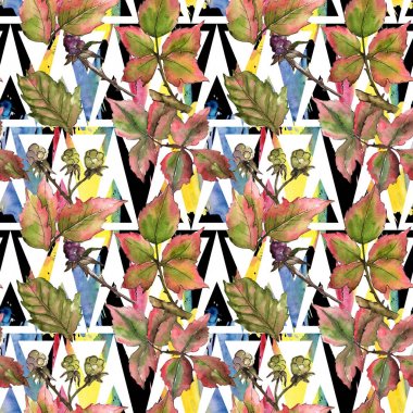 Böğürtlen yaprağı deseni suluboya tarzında.