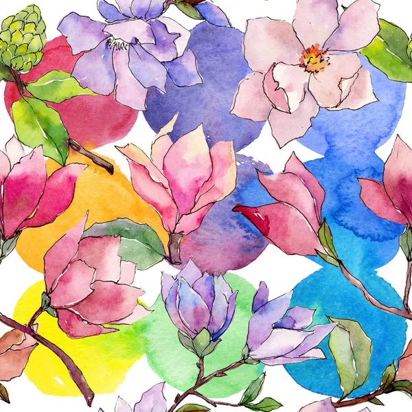 Wildflower magnolia flower pattern in a watercolor style. — Stock Photo, Image