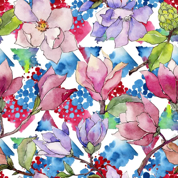 Kır çiçeği Manolya çiçek deseni suluboya tarzında.