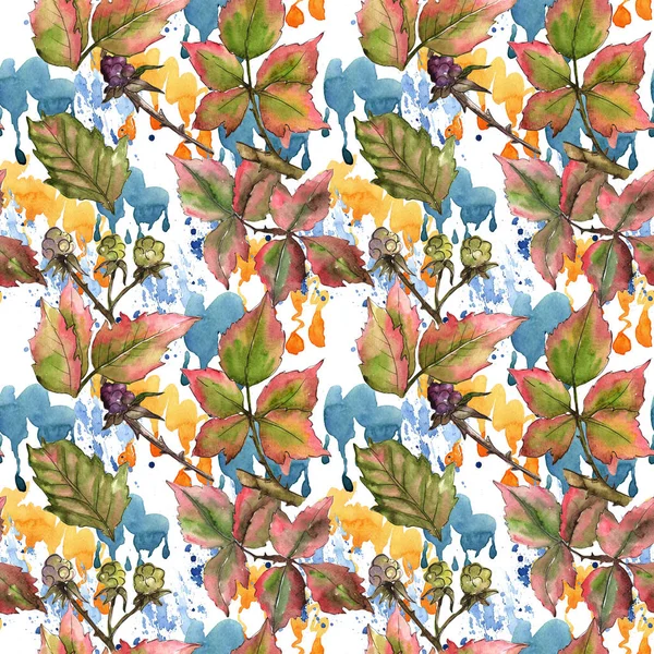 Blackberry leaves pattern in a watercolor style. — Stock Image Blackberry leaves pattern in a watercolor style. Royalty Free Stock Photos
