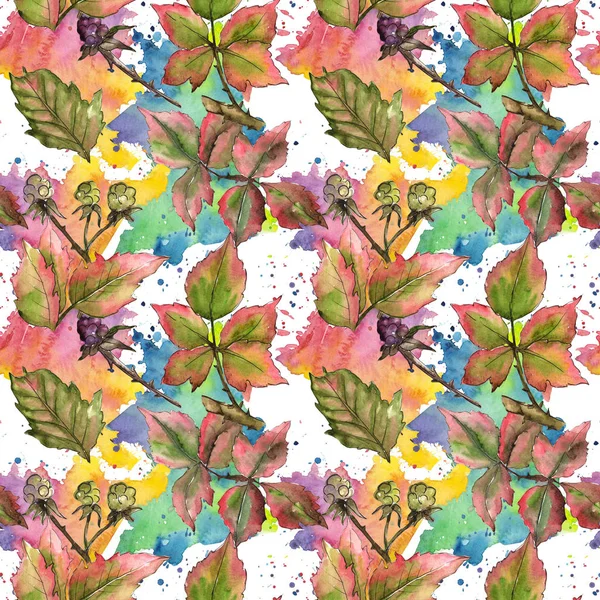Blackberry leaves pattern in a watercolor style. — Stock Image Blackberry leaves pattern in a watercolor style. Stock Picture