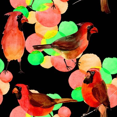 Gökyüzü kuş kırmızı yaban hayatı suluboya stili tarafından Kardinal desende.