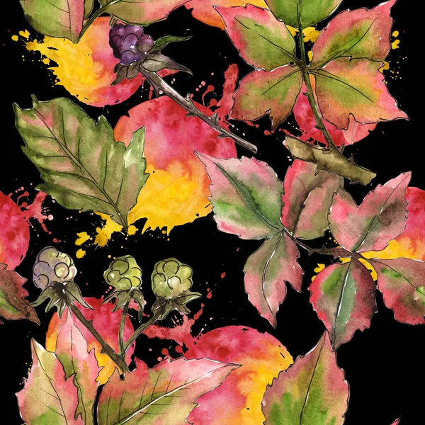 Padrão de folhas de amora em um estilo aquarela . — Fotografia de Stock