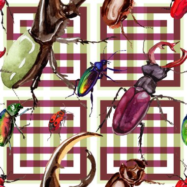 Egzotik böcekler vahşi böcek desen suluboya tarzında.