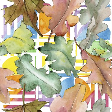 Meşe yaprağı deseni suluboya tarzında.