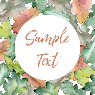 Meşe yaprağı çerçeve suluboya tarzında.