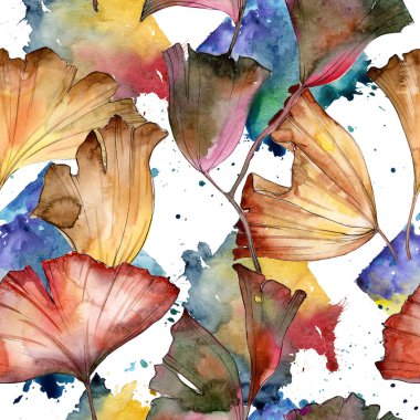 Ginkgo yaprağı deseni suluboya tarzında.