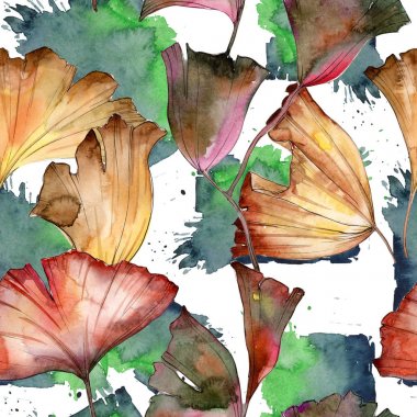 Ginkgo yaprağı deseni suluboya tarzında.