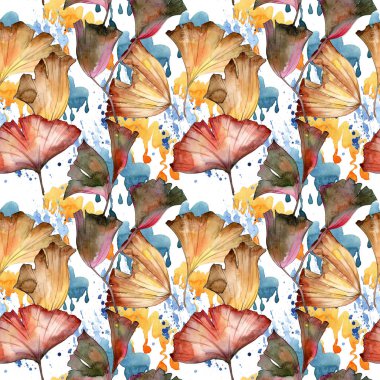 Ginkgo yaprağı deseni suluboya tarzında.