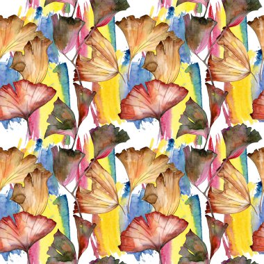 Ginkgo yaprağı deseni suluboya tarzında.